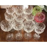 A group of twelve cut glass hock glasses. Est. £25