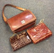 Three good quality vintage ladies' crocodile skin