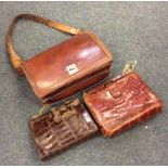 Three good quality vintage ladies' crocodile skin