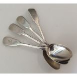 A set of four crested silver fiddle pattern desser