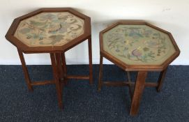 Two shaped top occasional tables. Est. £15 - £20.