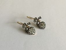A pair of Victorian style pearl and diamond drop e