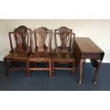 A set of four oak dining chairs together with a ma