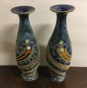A pair of stylish Royal Doulton vases of swirl des