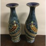 A pair of stylish Royal Doulton vases of swirl des