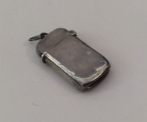 A small silver plain vesta case with hinged lid. A