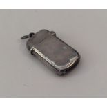 A small silver plain vesta case with hinged lid. A