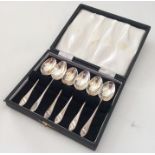 A cased set of six silver teaspoons. Birmingham. B