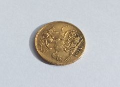 A 1912 half sovereign. Approx. 4 grams. Est. £150
