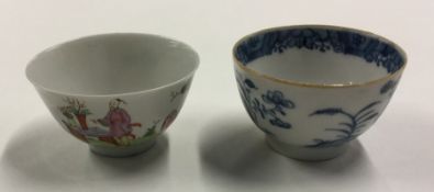 An Antique Chinese blue and white tea bowl togethe