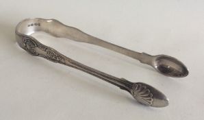 A heavy pair of Victorian Kings' pattern ice tongs