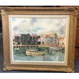 RONALD F SPENCER: A gilt framed oil on board entit