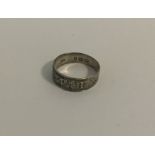 A small silver 'Mizpah' ring. Approx. 2.4 grams. E