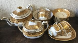 An early English tea service with gilt decoration.