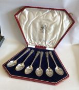 A cased set of six commemorative silver spoons. Sh