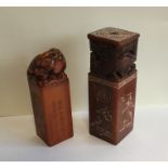 Two unusual rectangular Chinese seals with carved