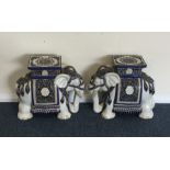 A pair of Continental pottery elephants. Est. £20