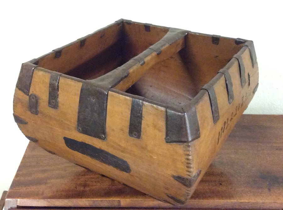 A metal bound Continental wooden trug together wit - Image 2 of 2