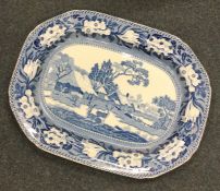 Two old blue and white meat plates. Est. £30 - £50
