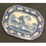 Two old blue and white meat plates. Est. £30 - £50