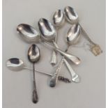 A selection of silver teaspoons. Various dates and