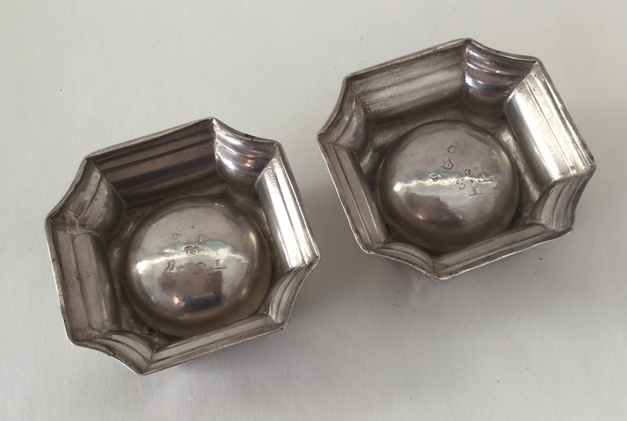 A pair of unusual George II silver trencher salts - Image 3 of 3