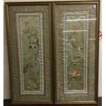 Two framed and glazed Chinese silk panels. Est. £3