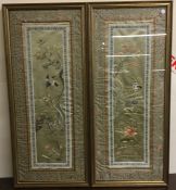 Two framed and glazed Chinese silk panels. Est. £3