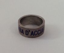 A rare and unusual silver ring inscribed with enam