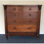 A good mahogany chest of five drawers with shaped