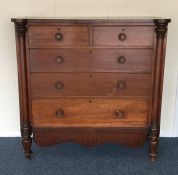 A good mahogany chest of five drawers with shaped