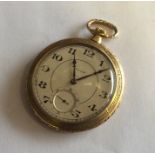 A gent's slim 14 carat fob watch with silvered dia