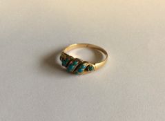 A Victorian 15 carat turquoise set ring. Approx. 2