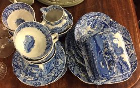A collection of Spode blue and white dinnerware. E
