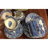 A collection of Spode blue and white dinnerware. E