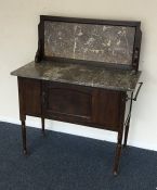 A marble top wash stand on turned supports. Est. £