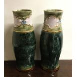 ROYAL DOULTON: A pair of tall stoneware vases. Num
