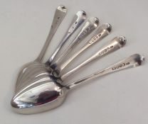 A heavy set of six OE pattern silver dessert spoon