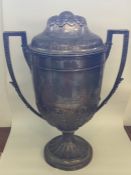 A massive rare Victorian silver trophy cup and cov