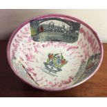 A Sunderland lustre bowl decorated with ships. Est