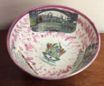 A Sunderland lustre bowl decorated with ships. Est