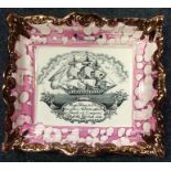 A Sunderland lustre rectangular plate decorated wi