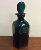 A Georgian green glass 'shrub' bottle with pouring