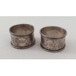 A good pair of Edwardian silver napkin rings. Birm