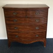 A Georgian mahogany bow front chest of five drawer