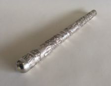 A heavy Indian silver parasol handle of tapering f