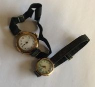 Two lady's gold wristwatches with silvered dials.