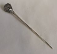 A Victorian silver letter opener in the form of a