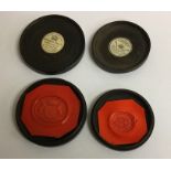 Two hardwood sealing wax holders of tapering form.