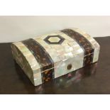 An Antique MOP and tortoiseshell dome top caddy. E